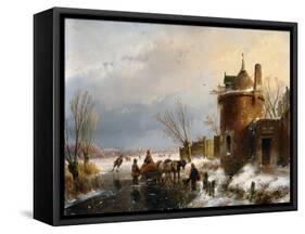 A Winter Scene by Andreas Schelfhout-Andreas Schelfhout-Framed Stretched Canvas