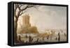 A Winter Scene with Figures on the Ice-Barent Avercamp-Framed Stretched Canvas
