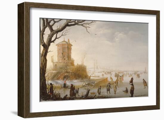 A Winter Scene with Figures on the Ice-Barent Avercamp-Framed Giclee Print