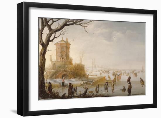 A Winter Scene with Figures on the Ice-Barent Avercamp-Framed Giclee Print