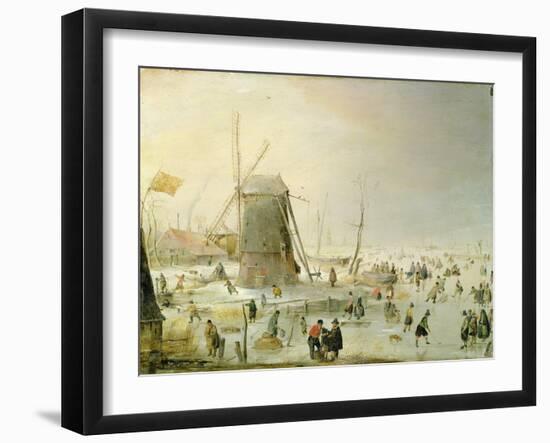 A Winter Scene with Skaters by a Windmill-Hendrik Avercamp-Framed Giclee Print