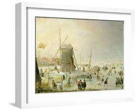 A Winter Scene with Skaters by a Windmill-Hendrik Avercamp-Framed Giclee Print