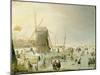 A Winter Scene with Skaters by a Windmill-Hendrik Avercamp-Mounted Giclee Print