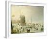 A Winter Scene with Skaters by a Windmill-Hendrik Avercamp-Framed Giclee Print