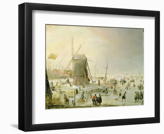 A Winter Scene with Skaters by a Windmill-Hendrik Avercamp-Framed Giclee Print