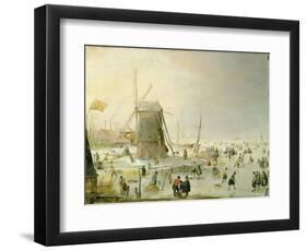 A Winter Scene with Skaters by a Windmill-Hendrik Avercamp-Framed Giclee Print