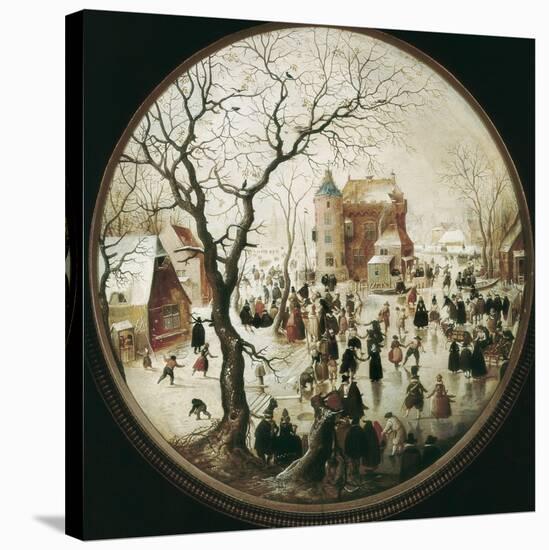 A Winter Scene with Skaters Near a Castle-Hendrik Avercamp-Stretched Canvas