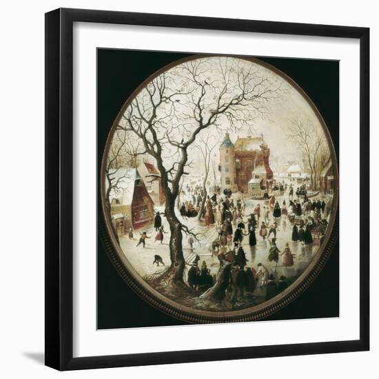 A Winter Scene with Skaters Near a Castle-Hendrik Avercamp-Framed Art Print