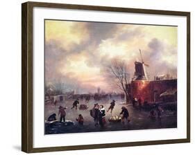 A Winter Skating Scene-Claes Molenaer-Framed Giclee Print