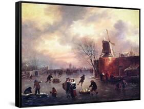 A Winter Skating Scene-Claes Molenaer-Framed Stretched Canvas