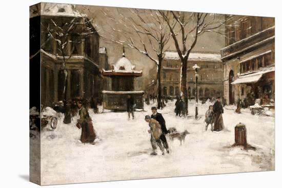 A Winter Street Scene, Paris-Luigi Loir-Stretched Canvas