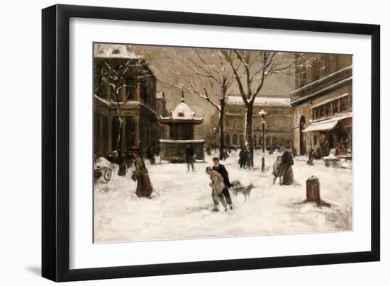 A Winter Street Scene, Paris-Luigi Loir-Framed Giclee Print