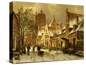 A Winter Street Scene-Willem Koekkoek-Stretched Canvas