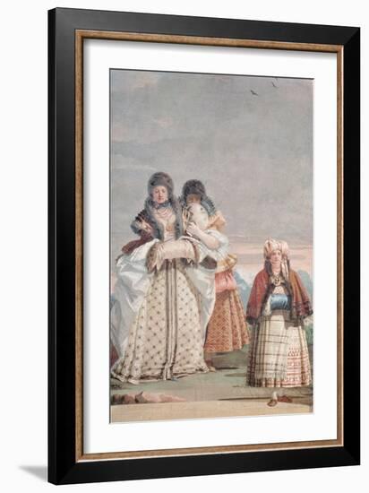 A Winter Stroll, from the 'Foresteria' (Guesthouse) 1757-Giandomenico Tiepolo-Framed Giclee Print