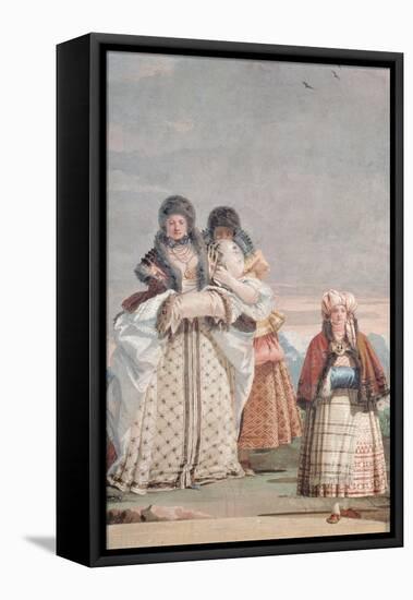 A Winter Stroll, from the 'Foresteria' (Guesthouse) 1757-Giandomenico Tiepolo-Framed Stretched Canvas