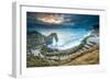 A Winter Sunset at Durdle Door on the Jurassic Coast, Dorset, England, United Kingdom, Europe-John Alexander-Framed Photographic Print