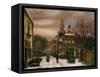 A Wintery Scene: a Dutch Street with Numerous Figures-Willem Koekkoek-Framed Stretched Canvas