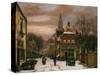 A Wintery Scene: a Dutch Street with Numerous Figures-Willem Koekkoek-Stretched Canvas