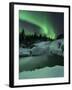 A Wintery Waterfall And Aurora Borealis Over Tennevik River, Norway-Stocktrek Images-Framed Photographic Print