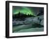 A Wintery Waterfall And Aurora Borealis Over Tennevik River, Norway-Stocktrek Images-Framed Premium Photographic Print