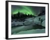 A Wintery Waterfall And Aurora Borealis Over Tennevik River, Norway-Stocktrek Images-Framed Photographic Print