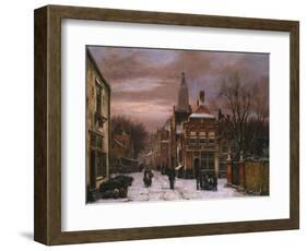 A Wintry Scene: a Dutch Street with Numerous Figures-Willem Koekkoek-Framed Giclee Print