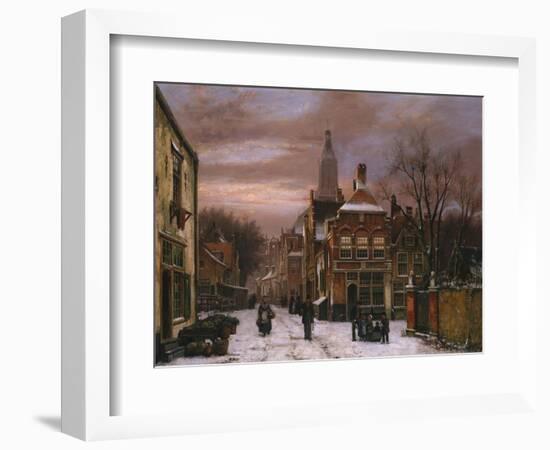 A Wintry Scene: a Dutch Street with Numerous Figures-Willem Koekkoek-Framed Giclee Print