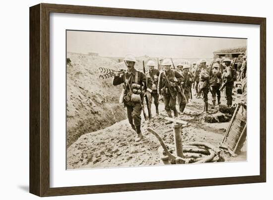 A Wiring Party Going Up to the Trenches, 1916-null-Framed Photographic Print