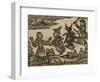 A Witch and Demon Flying On Broomsticks. There Is Also a Servant and Gentleman Depicted-null-Framed Giclee Print