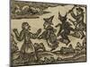 A Witch and Demon Flying On Broomsticks. There Is Also a Servant and Gentleman Depicted-null-Mounted Giclee Print