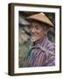 A Wizened Old Farmer Near Mongar Wears the Traditional Knee-Length National Robe Called Gho and a B-Nigel Pavitt-Framed Photographic Print