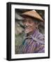 A Wizened Old Farmer Near Mongar Wears the Traditional Knee-Length National Robe Called Gho and a B-Nigel Pavitt-Framed Photographic Print