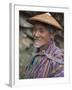 A Wizened Old Farmer Near Mongar Wears the Traditional Knee-Length National Robe Called Gho and a B-Nigel Pavitt-Framed Photographic Print