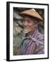 A Wizened Old Farmer Near Mongar Wears the Traditional Knee-Length National Robe Called Gho and a B-Nigel Pavitt-Framed Photographic Print