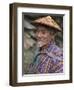A Wizened Old Farmer Near Mongar Wears the Traditional Knee-Length National Robe Called Gho and a B-Nigel Pavitt-Framed Photographic Print