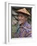 A Wizened Old Farmer Near Mongar Wears the Traditional Knee-Length National Robe Called Gho and a B-Nigel Pavitt-Framed Photographic Print