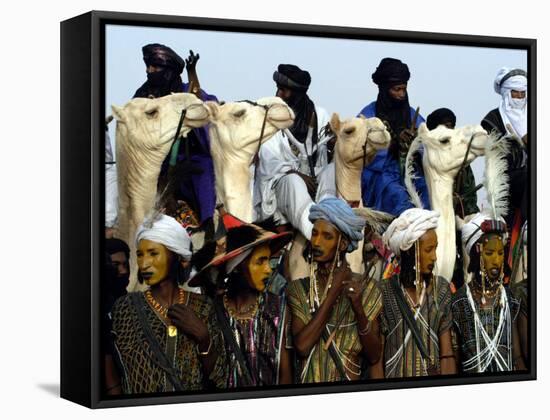 A Wodabe Man Waits to Perform a Dance of Male Beauty at a Festival in Ingall, Niger, Sept. 25, 2003-Christine Nesbitt-Framed Stretched Canvas