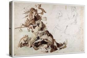 A Wolf and Fox Hunt (The European Hunt)-Sir Anthony Van Dyck-Stretched Canvas