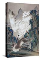 A Wolf Attacked by White Eagle-Kyosai Kawanabe-Stretched Canvas