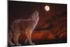 A Wolf Howling with Full Moon in the Sky-Gordon Semmens-Mounted Giclee Print