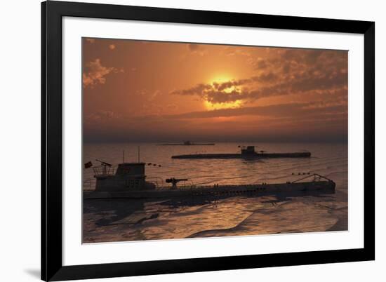 A Wolfpack of German U-Boat Submarines-null-Framed Art Print