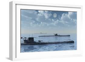 A Wolfpack of German U-Boat Submarines-null-Framed Art Print