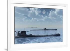 A Wolfpack of German U-Boat Submarines-null-Framed Art Print