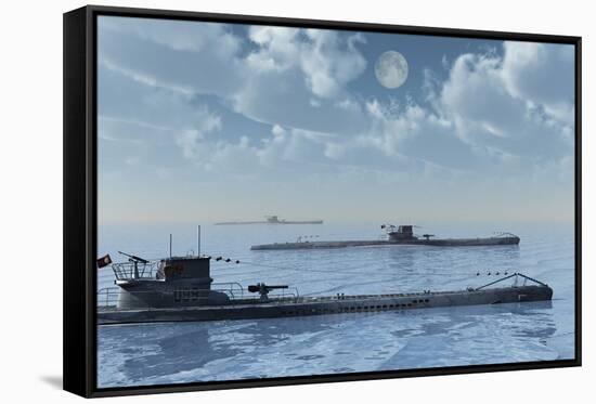 A Wolfpack of German U-Boat Submarines-null-Framed Stretched Canvas