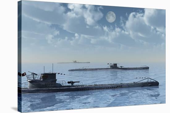 A Wolfpack of German U-Boat Submarines-null-Stretched Canvas