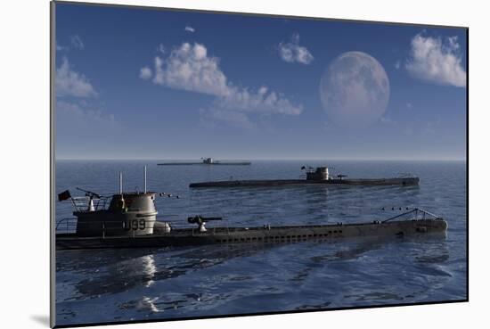 A Wolfpack of German U-Boat Submarines-null-Mounted Art Print