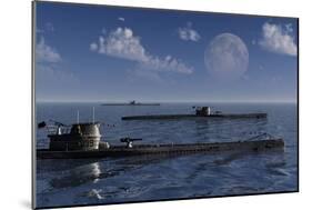 A Wolfpack of German U-Boat Submarines-null-Mounted Art Print