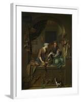 A Woman and a Fish-Pedlar in a Kitchen, 1713-Willem Van Mieris-Framed Giclee Print