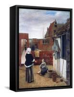 A Woman and a Maid in a Courtyard, C1660-1661-Pieter de Hooch-Framed Stretched Canvas