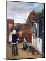 A Woman and a Maid in a Courtyard, C1660-1661-Pieter de Hooch-Mounted Giclee Print